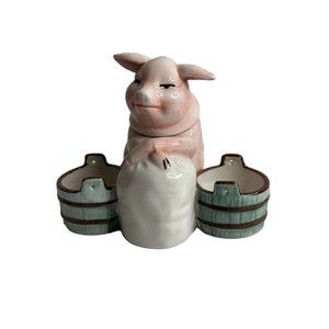 German Style Mustard Pot Figurine Pig